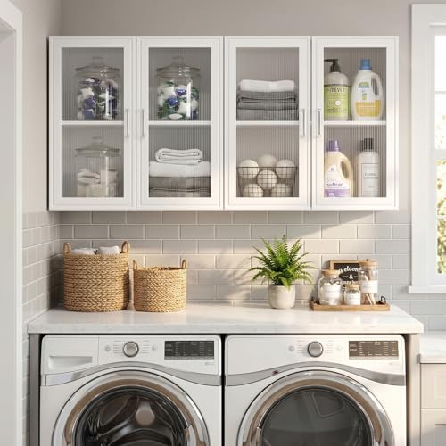 Furnaza White LED Wall Storage Cabinets with Adjustable Shlelf - Image 3