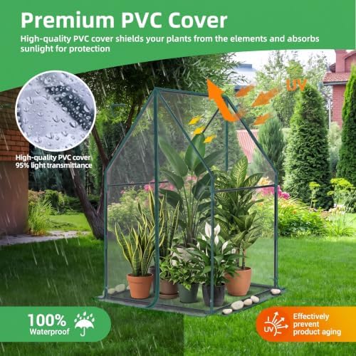 Mini Greenhouse for Indoor Outdoor: Ohuhu Portable Green House with Waterproof Pad for Small Plants Nursery Germination, 36"x36"x58.5" Heavy-Duty PVC Cover Tent Humidity Dome Seedling Accessory - Image 3