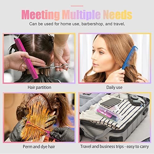 Oneleaf Hair Comb Stylists Professional Styling Comb Set Variety Pack Great for All Hair Types & Styles, Colorful - Image 6