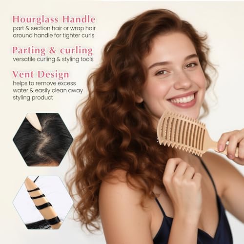 Curl Defining Brush, Vented Curly Hair Brush for Effortlessly Detangling Shaping and Defining Women's Men's Curls on All Wet or Dry Hair Types, Reduces Frizz (Flash purple) - Image 3