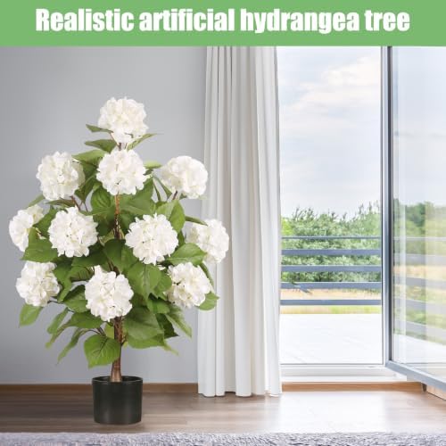 3FT Artificial Hydrangea Tree,White 2 Pack - Image 6