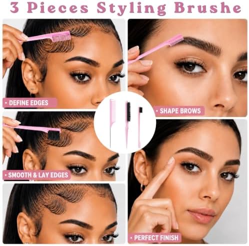 4 Pcs Curl Defining Brush Set Pink - Curly Hair Brush Defining - Image 5