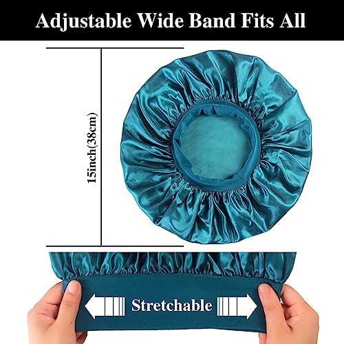 12pcs Large Satin Bonnets for Sleeping, Silky Hair Bonnet for Women Braids - Image 2