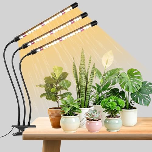 Grow Lights for Indoor Plants, Full Spectrum Tri-Head Clip Plant Lights by SDOVUERC