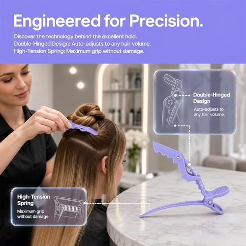 30 Pack Alligator Hair Clips, Sectioning Clips for Salon Coloring, Cutting & Styling, Durable Plastic Barber Hairdressing Tools, Strong Grip Crocodile Clips for Women Men Kids (Purple) - Image 2