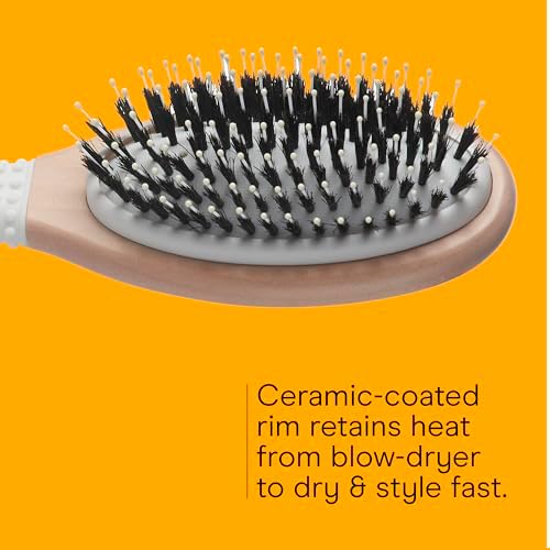 CONAIR Ceramic Wood Nylon & Boar Bristle Cushion Hair Brush, hairbrush for women, reduce frizz and add shine, natural wood handle, for all hair types - Image 3