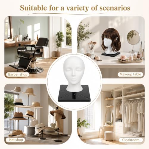 Foam Mannequin Wig Head Stand with Anti-Topple Base Hat Display Stand - Image 5