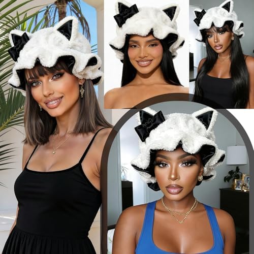 Satin Lined Sleep Bonnet for Women, Teddy Plush Hair Bonnet, Silk Wrap for Curly & Braided Hair, Anti-Frizz Night Cap - Image 6