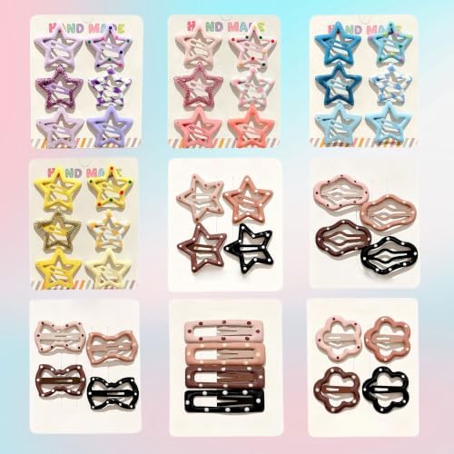 (44 Pcs) Super Cute Girls Hairpin, Mini Size Brown Polka Dot Heart Floral Flower Bowknot Star Hairpin Baby Girl Hair Clips Decoration Salon Hairstyle Hairdressing for Little Kids or Doll-Mix 3 by Unknown