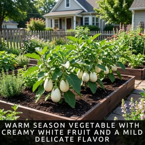 White Eggplant Seeds for Planting | 100 Seeds | White Garden Vegetable - Image 2