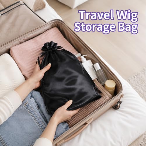 6Pcs Wig Bags with Satin Drawstring Wig Storage Bags - Image 5