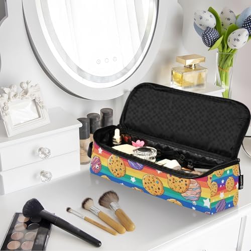 Hair Tools Travel Bag with Heat Resistant Mat Detachable 2-in-1 Curling Iron Travel Case Hot Tools Organizer for Straightener Flat Iron Rainbow Stripes Cookies Stars - Image 7