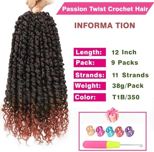 Passion Twist Crochet Hair 12" T1B/350 Pre-Twisted - Image 4