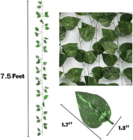 300 Pack 2100 Feet Fake Greenery Ivy Leaf Plants, Hanging Garland Vine Leaves, Artificial Flowers Foliage for Bedroom Wall Decor - Image 2