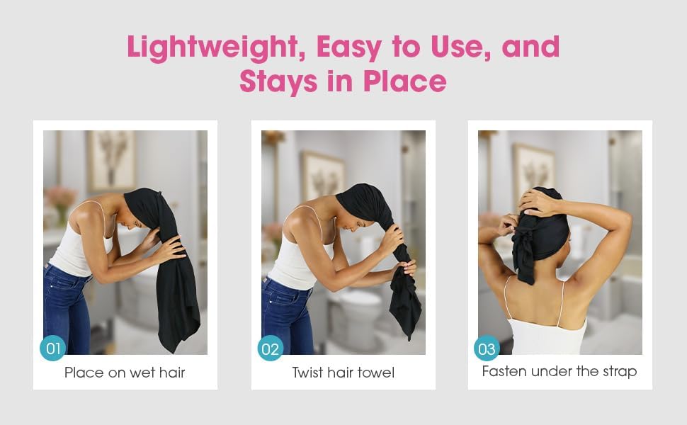 Hair RePear 21" x 44" Cotton Hair Towel for Wet Hair, Anti-Frizz - Image 5