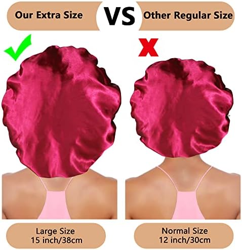 3PCS Extra Large Satin Bonnets for Sleeping, Hair Bonnets for Black Women Braids Curly Hair, A - Image 3
