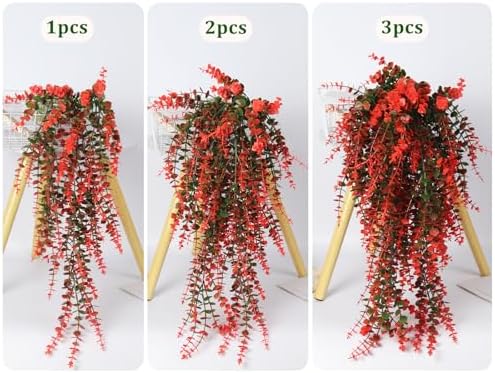 RECUTMS Artificial Monkey Hanging Plants Faux Draping Trailing Greenery 3Pc - Image 3