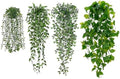 BLEUM CADE Fake Hanging Plants Mixed Set, 4pcs Artificial Hanging Plant, Faux Hanging Potted Plants Greenery for Wall Shelf Home Living Room Indoor Outdoor Decor by BLEUMCADE