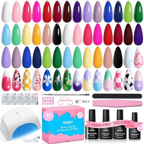Beetles Deal Box Gel Nail Polish Kit with UV Light, 20 Colors 40pcs DIY Set by beetlesGelPolish