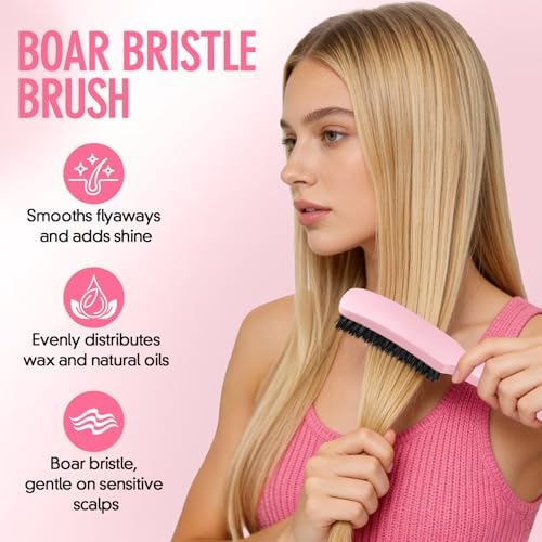 Slick Back Hair Brush for Smooth Flyaways, Frizz, Sleek Ponytail, Buns and Edge Baby Hair | Slickback Brushes Hair Comb, Edge Brush, Teasing Brush Styling Accessories for Girls, Kids, Women & Men - Image 3