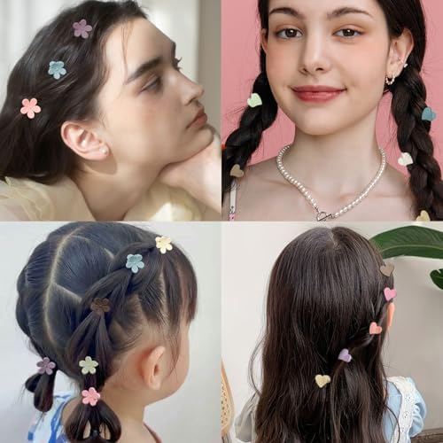 100Pcs Colorful Mini Flower Hair Clips Set, TEBIEKOY Small Hair Clips Mini Heart Hair Claw Clip Cute Jaw Clips Hair Pins Hair Barrettes Tiny Flower Hair Accessories for Women - Image 7