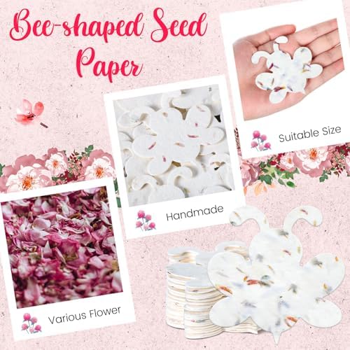 Dunzoom 50 Pcs Plantable Seed Paper Tags Wildflower,Bee Shape - Image 3