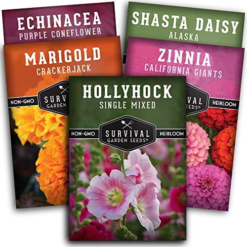 Flower Seeds Variety Pack for Planting – Annual & Perennial by SurvivalGardenSeeds