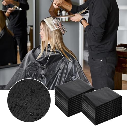 100 Pcs Disposable Capes Hair Salon, 51.2x36.2 Inch Disposable Hair Salon Capes, Waterproof Barber Cape, Single Use Shampoo Hair Cutting Cape Dressing Apron for Barbershop & Salon Hairdressing (Black) - Image 5