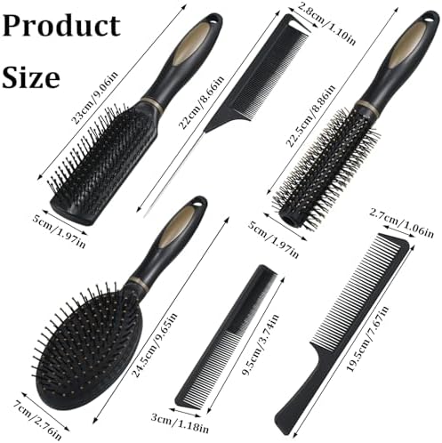 6 Pieces Detangling Styling Comb Set for Women and Men - For Straight, Curly, and All Hair Types - Image 5