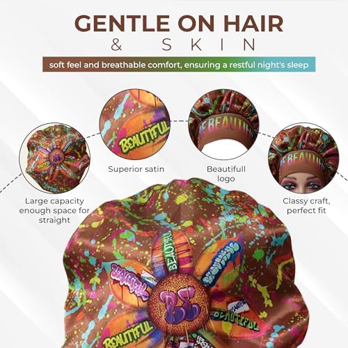 Discover reversible premium double layer silk satin sleeping bonnets designed for hair protection, moisture retention, and all-night comfort. Keep your hair healthy and frizz-free-brown - Image 4