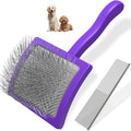 2PCS Slicker Brush for Dogs & Pet Comb,Professional Dog Grooming Brush (Goldendoodles,Poodles,Labradoodles) with Extra Long Pins to Effectively Remove Tangles, Knots and Mats (Purple, Large) by Unknown