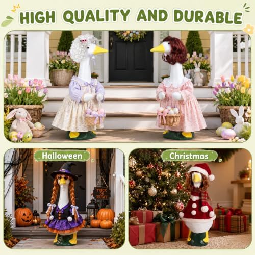 4Pcs Porch Goose Wigs Set Porch Goose Outfits Accessories for Outdoor Statue Accessories Garden Patio Yard Goosey Decoration (6pcs Set) - Image 2