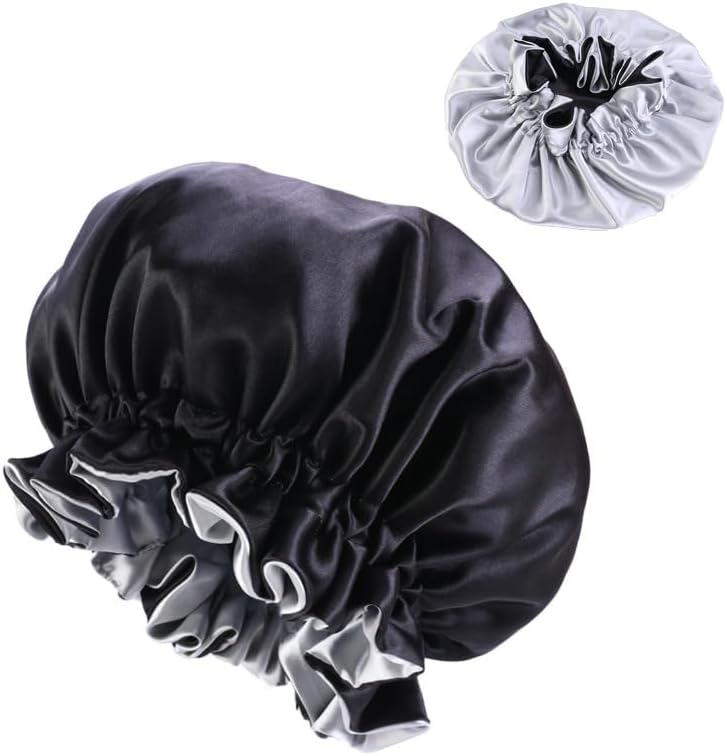 Satin Bonnet for Sleeping Women Wide Elastic - Double Layer Satin Bonnet Hair Bonnet Night Sleep Cap for Curly Hair - Image 4