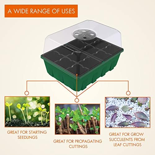 Gardzen 10 Pack Seed Starter Trays with Dome and Green Base 120 Cell - Image 2