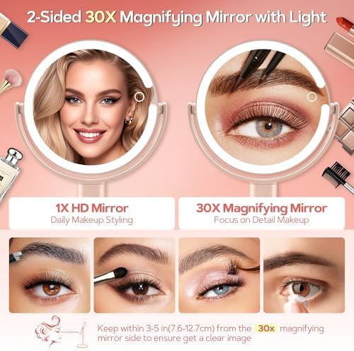 B Beauty Planet Makeup Mirror, Double-Sided Lighted Magnifying Mirror 30X - Image 3