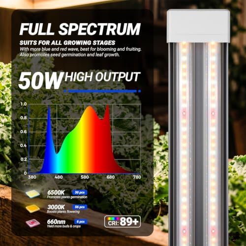 Barrina TX-S50 4FT LED Grow Light, 50W Full Spectrum with Timer, 4 Packs - Image 3