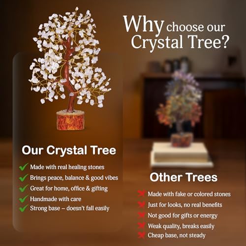YATSKIA Clear Quartz Tree of Life Crystal Bonsai, Unique Gifts for Women, Mom & Grandma, Handmade Crystal Tree, Boho Room, Shelf & Office Desk Decor, Birthday Gifts - Image 6