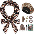 Gwabee Heatless Curls Overnight Hair Curlers to Sleep In, 9 PCS Velvet Heatless Hair Curler Overnight Curls for Women Long Hair Volumes, Heatless Curling Waves Set with Sleep Bonnet - Orange Leopard by Gwabee