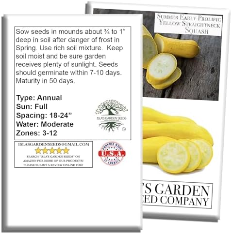 Early Prolific Straightneck Squash Seeds – 50+ Non-GMO & Heirloom Vegetable Seeds, Cucurbita Pepo, Fast Growing Yellow Summer Squash, High Yield for Containers & Gardens, Gift Idea by Isla’s Garden - Image 7