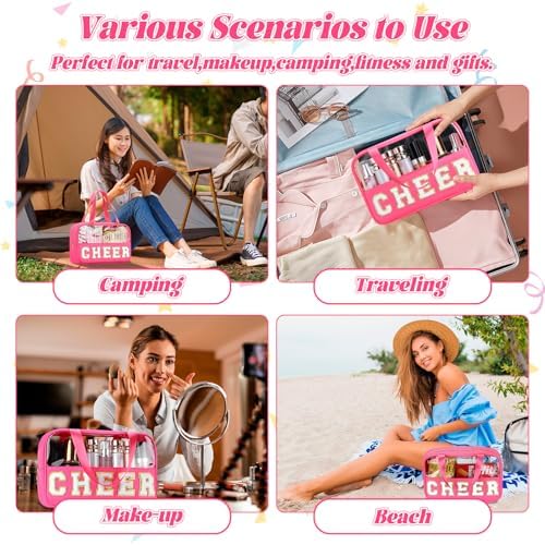 BuyCard Cheer Chenille Letter Bags Clear Makeup Bag, Cheerleader Gift Bag - Image 5