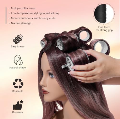 IKOCO Hair Rollers for Women, 4 Sizes with Clips, Comb & Travel Bag, Black - Image 4