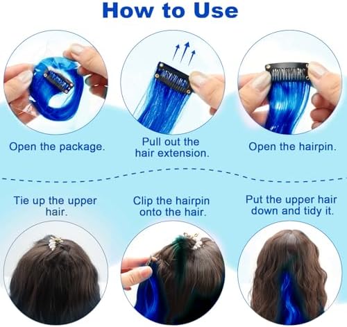 10 Pcs Blue Curly Wavy Synthetic Clip-In Hair Extensions 17 Inch Women Gift - Image 4