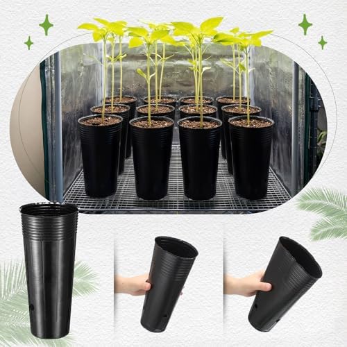 100 Pack Tall Tree Pot 9.8'' x 4.7'', Black Plastic Deep Nursery Pots, Soft Deep Seedling Pots for Seed Starting, Plant Starter Cups with Drainage Holes for Flowers, Cuttings Transplanting - Image 5