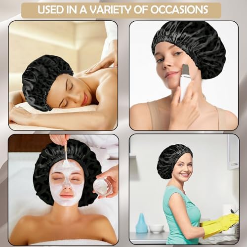 Satin Hair Bonnet Silk Bonnet for Sleeping Double Layer Elastic Adjustable Reusable Cute Aesthetic for Women Girls - Image 6