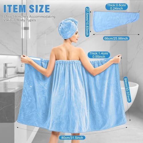 Absorbent Towel Wrap for Women Wearable Bath Towel Set with Hair Turban - Image 5