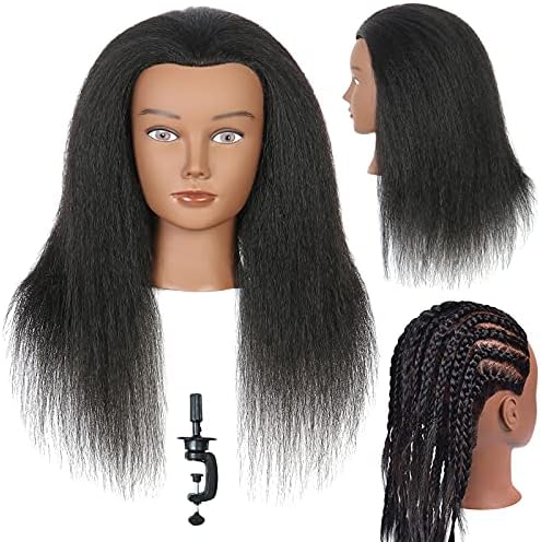 Mannequin Head 100% Real Hair Manikin for Hairdresser Training and Styling Practice With Stand by Amethyst