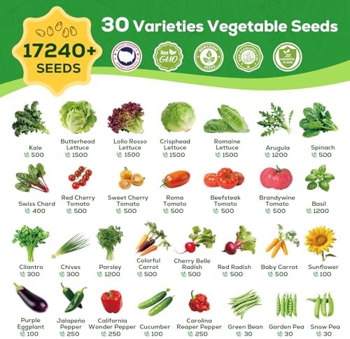 30 Vegetable Seeds Variety Pack, 17240+ Non-GMO Heirloom Seeds for Planting Vegetables and Fruits in Individual Seed Packets, Home Garden Seeds for Hydroponic, Indoor and Outdoors Gardening - Image 2