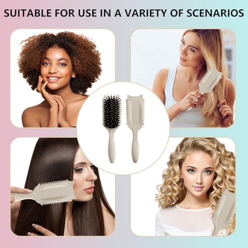 Curly Hair Brush : Curl Defining Brush for Curls Waves Coils Define Volumize Detangle Women Curls Reduce Hair Pulling Frizz Cat ears styling Beige - Image 5