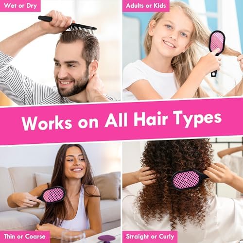 4 Pack Vented Detangling Hair Brush - Detangler Hairbrush with Soft Bristles for Effortless Tangle Free - Ideal for Wet Dry or Curly Damaged Hair for Women Men Kids - Image 5