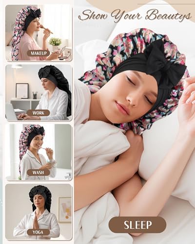 AWAYTR Reversible Long Satin Hair Bonnet for Braids Sleeping Women - Image 6